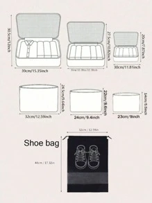 6pcs Set Portable Travel Organizer Bag, Waterproof Makeup Pouch, Multi-Function Sanitary Napkin Holder, Modern Minimalist Storage Bag, Foldable Separate Layer Handbag, Shoe Organizer Bag, Casual Breathable Shoulder Bag, Cube Data Bag, Simplistic Solid Color Briefcase, Mesh Ventilate Yoga Bag, Large Capacity Sports Bag, Packing Cubes, Luggage Bags, Space Saving, Classify & Organize, Suitable For Cosmetics & Toiletries,Boho Vibes