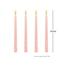 1 盒/4 件粉色螺旋蜡烛，高 10 英寸，底部直径 2 厘米，燃烧时间 8 小时，螺旋金属手柄，不滴漏，锥形，长，无香蜡烛，适用于晚餐、派对、聚会、婚礼装饰 - 粉色 - 查看 8