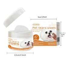 60片狗狗和貓咪專用濕巾，可撕去淚痕，擦拭眼屎，去除眼屎和污漬，不刺激眼睛的清潔墊