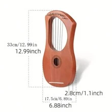 Arpa de lira, instrumento musical de lira de 7 cuerdas, lira griega instrumento musical de nicho - color madera - Ver 3