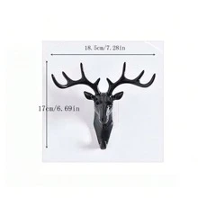 1 Set Of 3pcs Deer Antler Wall Hooks, Nordic Style Creative Personalized Deer Head Wall Mounted Key Holders - Multicolor - View 4