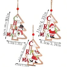 1pc Wooden Christmas Tree Frame, Santa, Reindeer & Snowman Painted Ornament, Christmas Tree Decoration,Home Decor ,Room Decor,Wall Decor