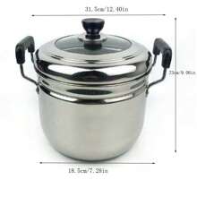 Stainless Steel Pot With Steamer Rack Set, Thick Steamer Pot And Soup Pot, Rice Cooker Seafood Boil - Solid Color Stainless Steel Pot With Steamer Grid - View 2