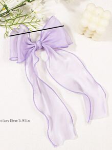 1pc Girls Purple Bowknot Hair Clip, Elegant & Cute Hair Accessory, Daily Wear - Purple - View 2