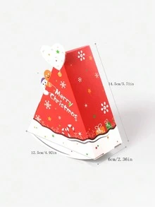 6 piezas/paquete Cajas de cartón para dulces y galletas como regalo de fiesta para Navidad (sin pegatinas) - Verde - Ver 4