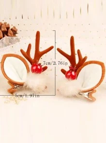 1 对圣诞驯鹿鹿角发夹，可爱驯鹿头饰配饰