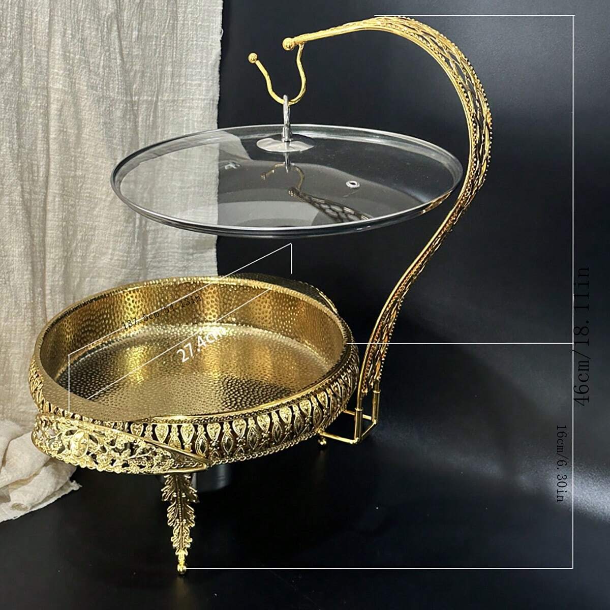 Gold Chafing Dish Food Warmer Tray With Lid, Buffet Catering Food