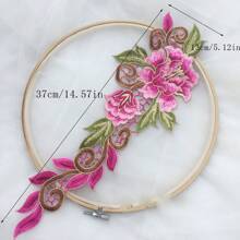 1 Pair Pink Metallic Thread Water Soluble Embroidered Floral Patches, For Wedding Dress And Garment Decoration