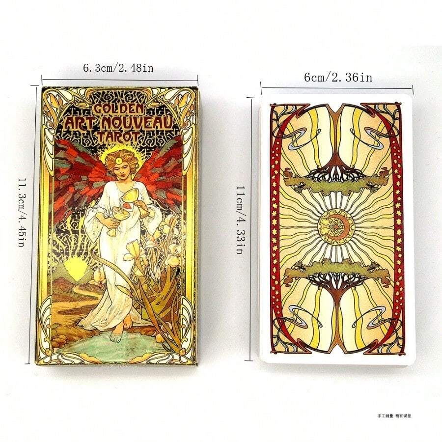 Golden Art Nouveau Tarot Deck Cards With Guidebook Cards Occult