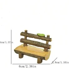 6.5cm Artificial Wooden Chair For Miniature Landscape, Suitable For Planter, Aquarium Decorations, Home Decor
