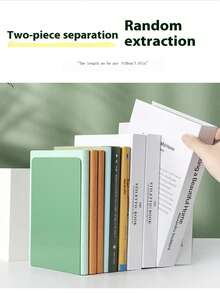 2pcs Desktop Metal Book Stand Book Block, Simple And Creative Board Stand Bookshelf, Easy Student Storage Bookshelf On The Table - Rectangle - View 2