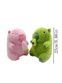 Juego de muñecos de peluche con formas de frutas que incluye figuras de calabaza, rábano, aguacate y capibara rosa - Multicolor - Ver 2
