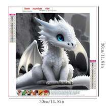 SEA MOSS CAT Bộ dụng cụ làm tranh kim cương 5D DIY (dành cho người lớn), Bộ dụng cụ thủ công nghệ thuật kim cương Acrylic tròn chủ đề rồng trắng (có thể dùng làm quà tặng trang trí tường nhà) - Nhiều màu - Xem 2