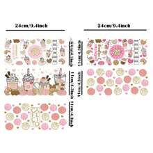 5 件/套 Cafecito Y Chisme UV DTF 杯包装贴花转印防水自粘贴纸适用于马克杯水瓶杯，DTF 转印贴纸适用于 16 盎司玻璃罐包装，3D 水晶标签防水防刮，DIY 包装转印贴纸时尚女士贴花 DIY 工艺品 - 高品质（11x24 厘米）4.3 英寸 x 9.4 英寸