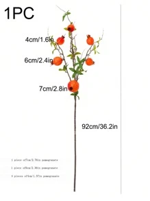 1 件人造石榴水果装饰适用于客厅、餐桌、门厅、仿柿子花和树枝插花、情人节、礼物 - 多色 - 查看 3