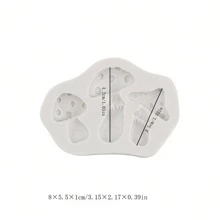 1 件卡通 3 腔蘑菇形硅胶模具 DIY 巧克力、蜡、石膏装饰 - 灰色 - 查看 2