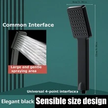 1 vòi sen cầm tay màu đen, tiết kiệm nước, chức năng đơn, vòi sen phun có thể điều chỉnh, phụ kiện phòng tắm đa năng, vòi sen phun mưa áp suất cao cho phòng tắm, máy nước nóng, vòi nước - màu đen - Xem 4