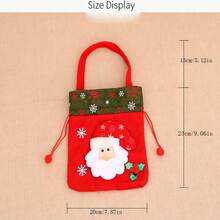 Bolsa de regalo de Navidad, decoración navideña con forma de manzana, bolsa de cordón con estampado vintage - Multicolor - Ver 2