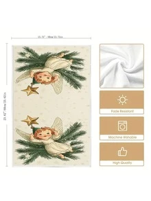 2pcs Christmas Little Angel Kitchen Decorative Towels, Bathroom Hand Towels, Dish Towels, Kitchen Table Decor, Seasonal Home Kitchen Bath Towels, Indoor Outdoor Party Supplies, Room Decorations, Suitable For Home Kitchen Decor And Christmas Decoration - Multicolor - View 3