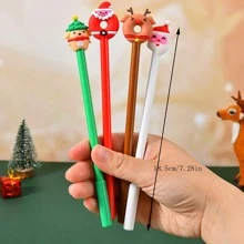 Penne gel per Natale con inchiostro nero, penne morbide con personaggi natalizi, penne divertenti e novità in stile casuale, adatte come regalo di Natale per studenti, insegnanti, per ufficio, forniture scolastiche, feste, promo e mercati