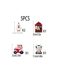 6 PCS Trang trí bánh trang trại, Đồ trang trí bánh động vật hoạt hình cho tiệc sinh nhật Trang trí tiệc tắm - Xem 3