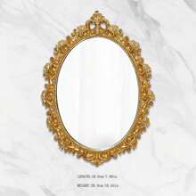 Vintage European Style Carved Decorative Accessory Gold Foil Hollow Engraved Decorative Mirror, Wall Mounted Vanity Mirror Home Bathroom Decor Fall Decor Makeup Organizer Bathroom Accessories Back To School