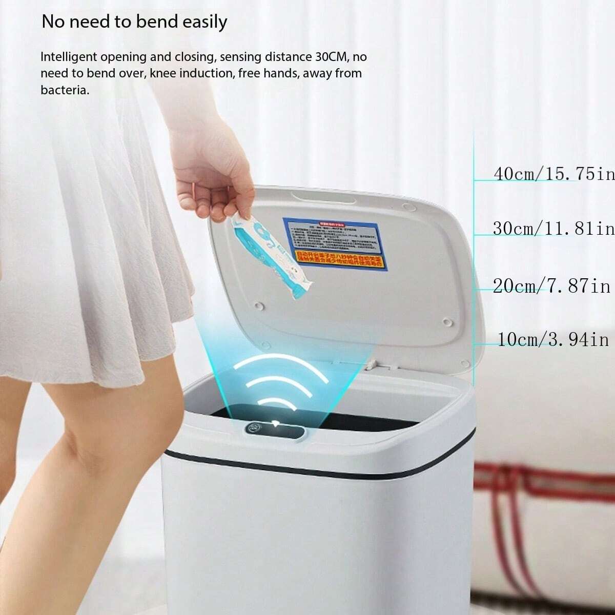 1pc 12L/14L/16L Smart Sensor Trash Can, AutoOpen Lid With 3 Modes