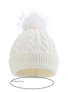 Gorros de punto con pompón para niños y adultos, gorros suaves y cálidos con puño para otoño/invierno