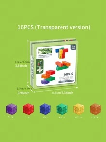 Magnetische Bausteine Kleinkinderspielzeug, 16 Stück, 32 Stück, 64 Stück, 96 Stück, transparente Bauklötze Spielzeug, vorschulisches MINT Magnet Sensorik Montessori Spielzeug für 3 4 5 6 jährige Jungen und Mädchen - Verschiedenfarbig - Übersicht 14