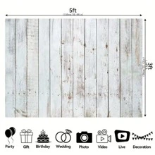 Vintage Wooden Backdrop, Retro Rustic White-Gray Wooden Floor Photography Backdrop, Video Shooting Studio Props, Suitable For Adult Background Cloth - Multicolor - View 2