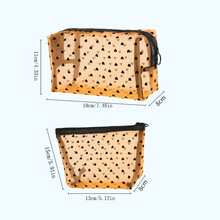 1 件毛绒网眼爱心图案化妆包专业便携式盥洗大容量口红收纳多功能收纳袋透气网眼可见 - 彩色 - 查看 2