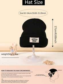 1 chiếc mũ len ấm áp mềm mại, nhãn vải dán, dễ thương và thoải mái, mũ len mùa đông dày cho bé trai và bé gái - Nhiều màu - Xem 6