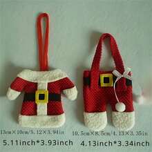 6-częściowy zestaw dekoracji świątecznych z Mikołajem zawiera uchwyt na sztućce, woreczek na sztućce, zestaw sztućców, dekoracje stołu świątecznego, akcesoria kuchenne, Boże Narodzenie