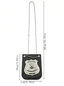 1pc Dress Up America Police Badge - Masquerade Dress Up Props,Pretend Play PD Badge With Chain & Belt Clip,Gold And Silver Police Costume,Police,Police Badge