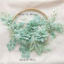 1pc Wedding Dress Decor Lace Floral Embroidered Applique With Net-Mesh Design