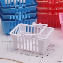 1pc Miniature Plastic Rectangular Shopping Basket Accessory, Random Color Dolls House Play Food Toys Micro Scene Supermarket Prop - Multicolor - View 2