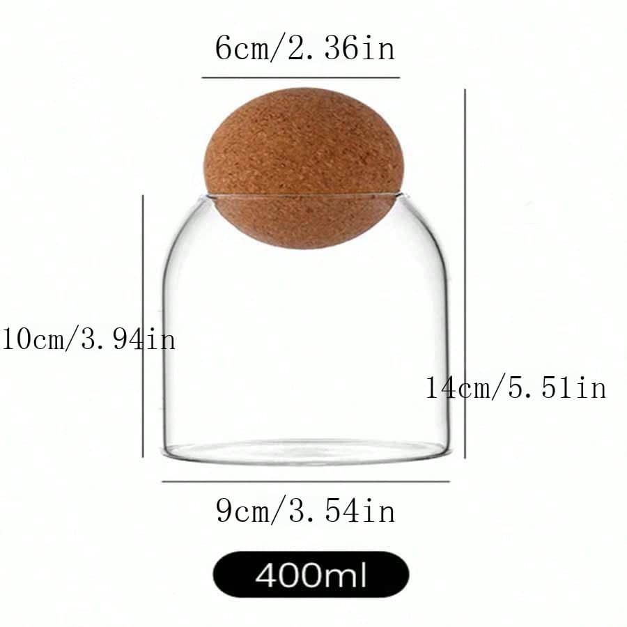 1pc Borosilicate Glass Storage Jar, Airtight Cork Lid Canister For Tea