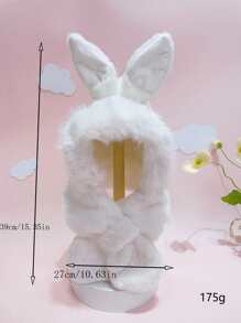 1 件米色卡通毛绒连帽围巾套装，毛茸茸儿童围巾和帽子 2 件套，白色 - 1PC - 查看 6