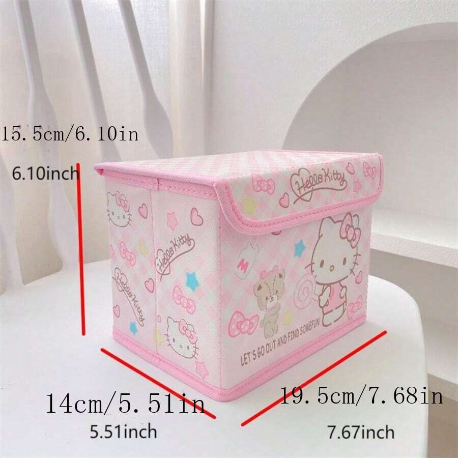 1pc Cartoon Cute Kawaii KT Cat Design PU Cosmetic Storage Box With Lid