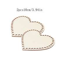 2pcs/Set Natural DIY Heart-Shaped Woven Wooden Basket, Crochet Crafting Background Wooden Base
