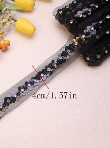 全新手工珍珠饰钉水钻亮片网纱条纹 DIY 服装连衣裙配饰材料，宽度：4 厘米 - 多色 - 查看 2