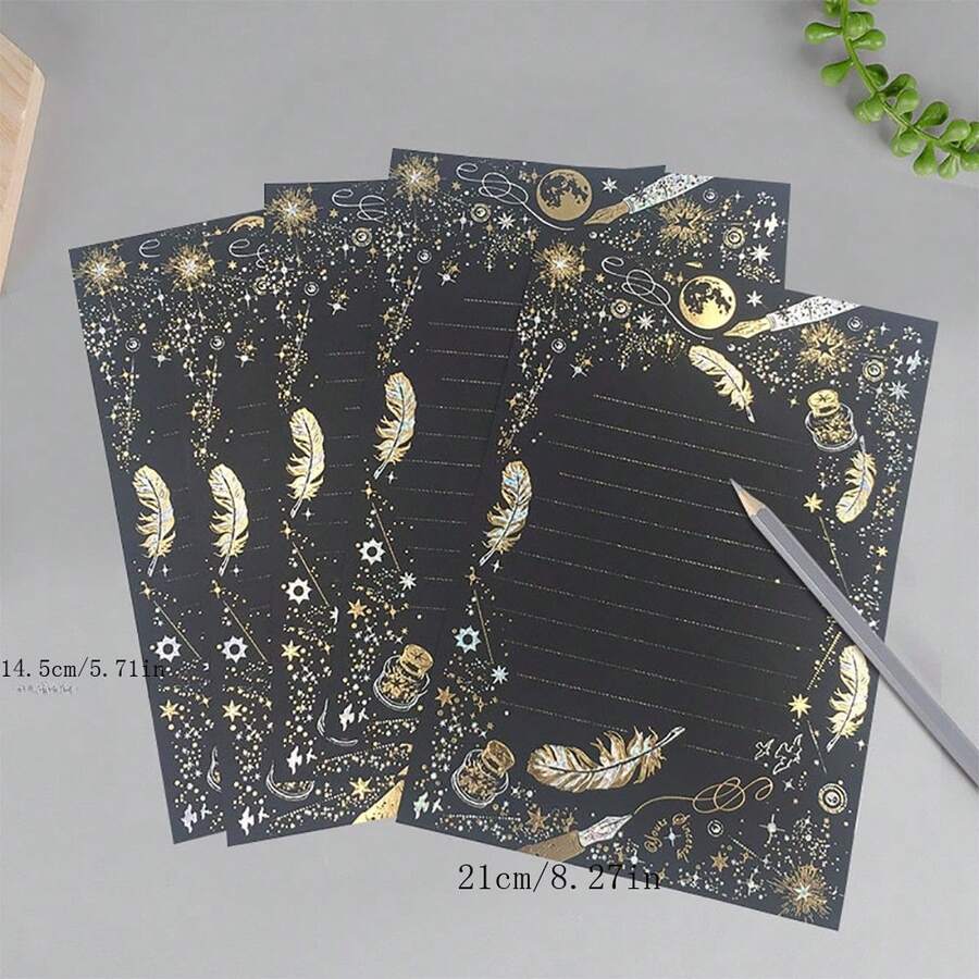 Envelope Letter Retro Golden Foil Western Style Letter Paper & Envelope