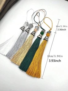 6 件 10 厘米莲花葫芦装饰吊球带流苏珠，DIY 配件 - 灰色 - 查看 2