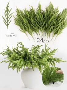 24pcs Araucaria Pine Twigs, Suitable For Autumn/Winter Decoration, Decoration, Home Decor, Room Decor, Tabletop Decoration, Valentine's Day, Gift Gifts Birthday Graduation Christmas Decorations Christmas - Green - View 2