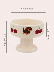 奶油陶瓷高碗卡通动物图案甜品碗蛋糕冰淇淋酸奶杯布丁杯甜品店杯水果杯餐桌装饰摆件客厅餐桌装饰送给家人和朋友的最佳生日节日杯礼物 - 彩色 - 查看 12