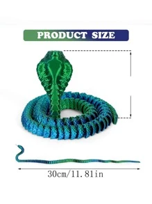 3D 打印蛇玩具，塑料装饰礼品，玩具小雕像，家庭主题装饰，创意节日玩具，无羽毛，用于圣诞节装饰，圣诞礼物 - 彩色 - 查看 3