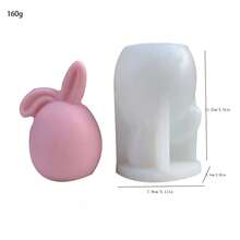 1 pieza Decoración de conejo de Pascua con orejas torcidas y sin rostro, molde de silicona para estatua minimalista de cera/yeso - Blanco - Ver 3