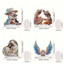 1 件钻石画 DIY 工艺套件 - 创意公主、公主与王子、耶稣与圣女、熊掌与翅膀图案钻石门牌，节日、生日、礼物装饰 - 彩色 - 查看 2