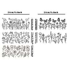 5 件/套野花线条花卉花卉与蝴蝶 UV DTF 杯包装贴花转印防水自粘贴纸适用于马克杯水瓶杯，DTF 转印贴纸适用于 16 盎司玻璃罐包装，3D 水晶标签防水防刮，DIY 包装转印贴纸时尚女士贴花 DIY 工艺品 - 高品质（11x24 厘米）4.3 英寸 x 9.4 英寸 - 彩色 - 查看 8