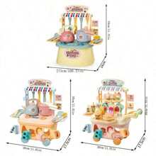 Juego de set de carrito de helados de juguete, puesto de dulces y postres, estación de juego interactiva de comida simulada, carrito de almacenamiento y cocina de juguete, accesorios de juego de roles e imaginación, para niños y niñas de 3+ años, para Halloween, Navidad y regalos de cumpleaños (color aleatorio) - Multicolor - Ver 6